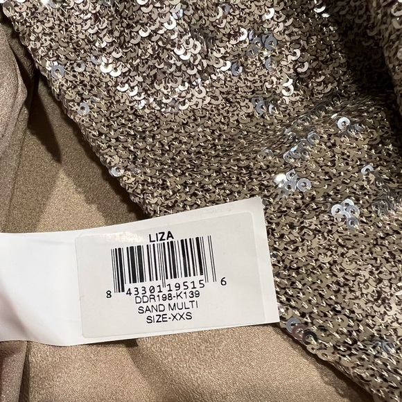NWT Dress The Population sequin dress, XXS, Sand - Picture 8 of 14